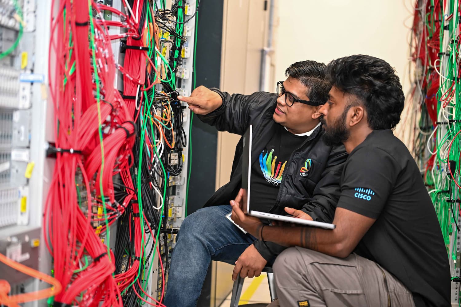 Employees connect in a lab on Cisco’s Bangalore campus.