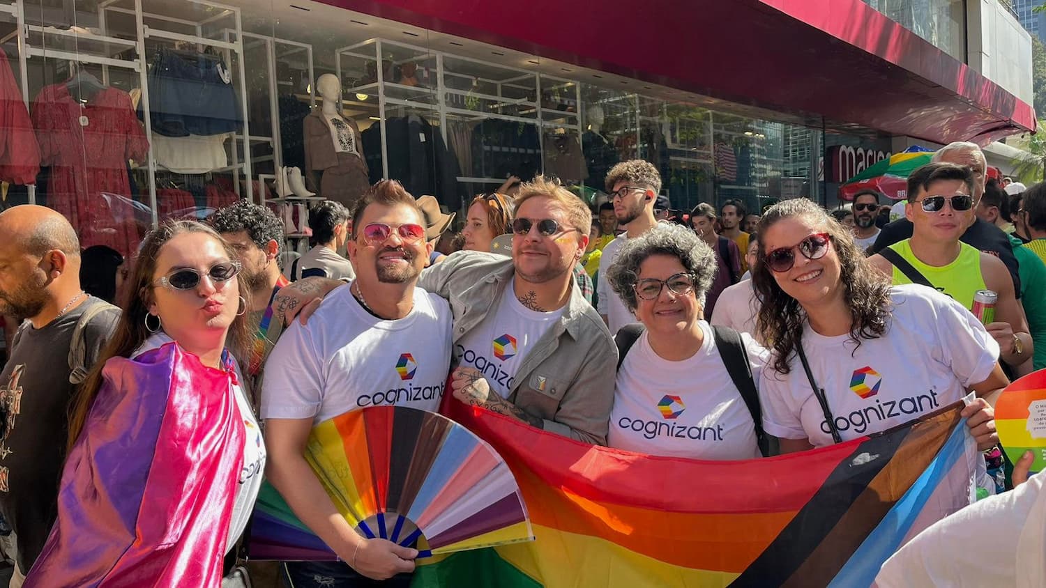 Celebrating inclusion and allyship as colleagues come together in vibrant support of Pride.