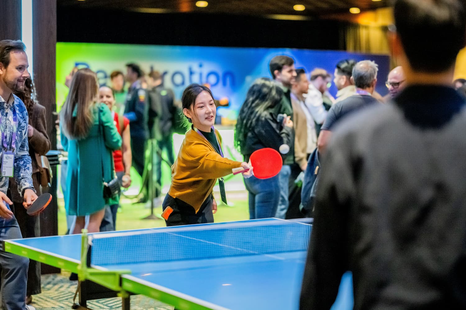 Colleagues connecting over a game