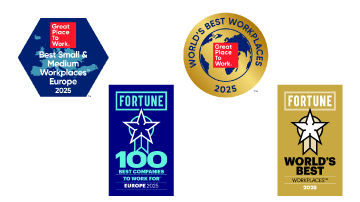 Great Place To Work Europes Best og Worlds Best logoer